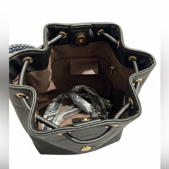 Premium Black Genuine Leather Bucket Bag (NWT)